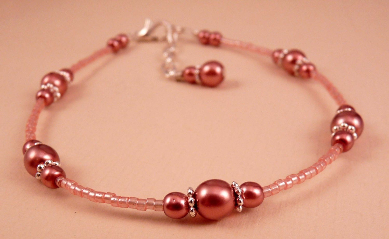 Ankle Bracelet Rose Anklet Pink Jewelry Pink Anklet Beaded | Etsy