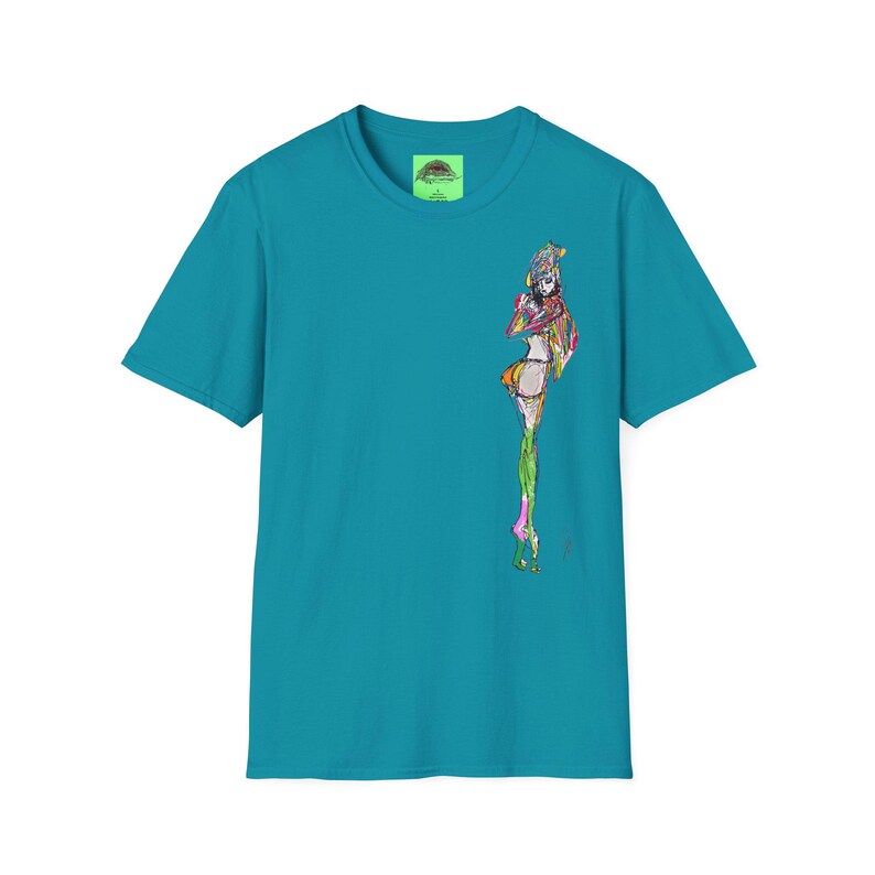 Breezy Sketch Fashion Girl T Shirt Design Unisex Soft Tee Minimalist Marker Style Playful Spring Youthful Chic image 9