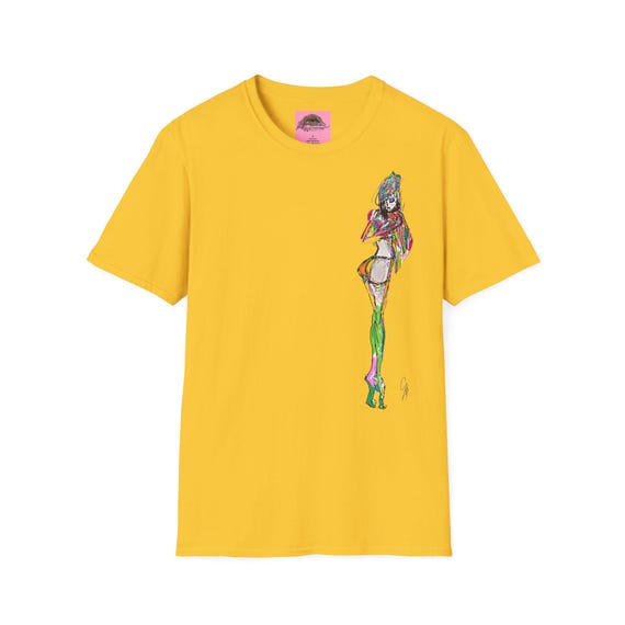 Breezy Sketch Fashion Girl T Shirt Design Unisex Soft Tee Minimalist Marker Style Playful Spring Youthful Chic