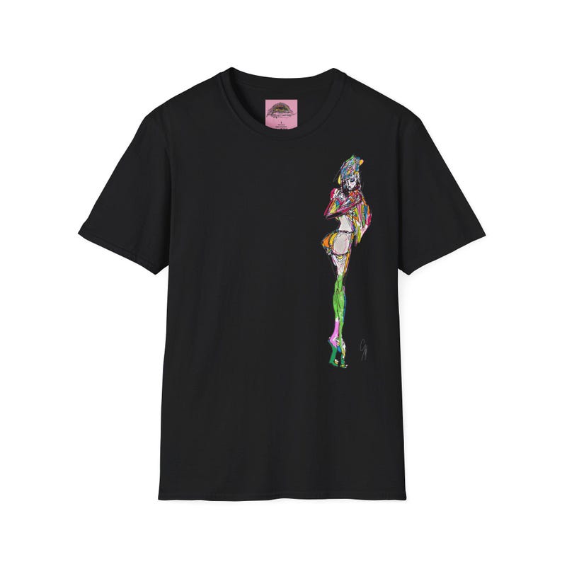 Breezy Sketch Fashion Girl T Shirt Design Unisex Soft Tee Minimalist Marker Style Playful Spring Youthful Chic image 3