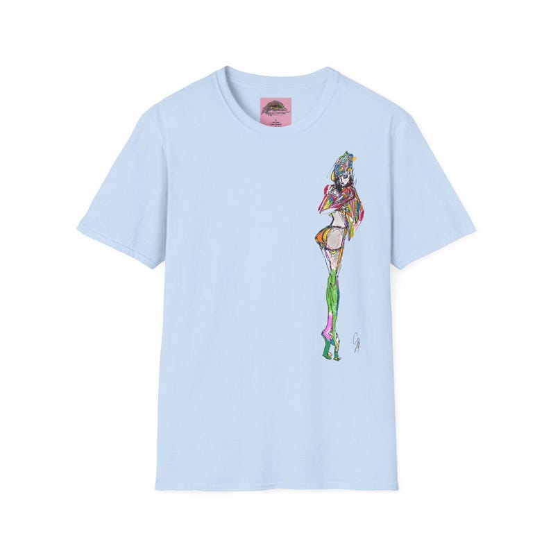 Breezy Sketch Fashion Girl T Shirt Design Unisex Soft Tee Minimalist Marker Style Playful Spring Youthful Chic image 10