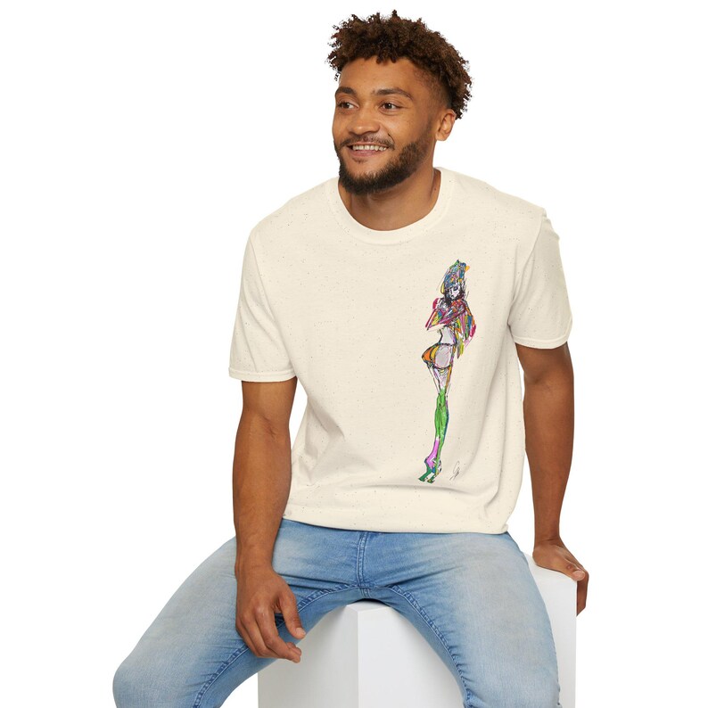 Breezy Sketch Fashion Girl T Shirt Design Unisex Soft Tee Minimalist Marker Style Playful Spring Youthful Chic image 15