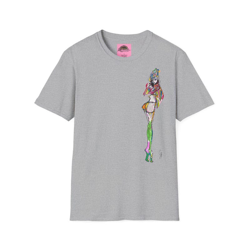 Breezy Sketch Fashion Girl T Shirt Design Unisex Soft Tee Minimalist Marker Style Playful Spring Youthful Chic image 4