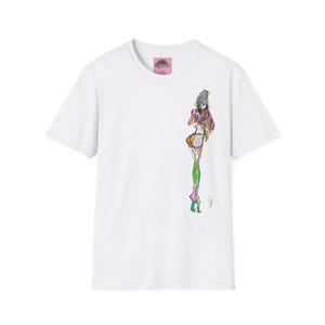 Breezy Sketch Fashion Girl T Shirt Design Unisex Soft Tee Minimalist Marker Style Playful Spring Youthful Chic image 2