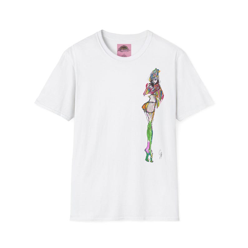 Breezy Sketch Fashion Girl T Shirt Design Unisex Soft Tee Minimalist Marker Style Playful Spring Youthful Chic image 2