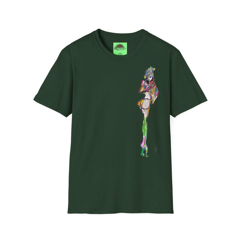 Breezy Sketch Fashion Girl T Shirt Design Unisex Soft Tee Minimalist Marker Style Playful Spring Youthful Chic image 7