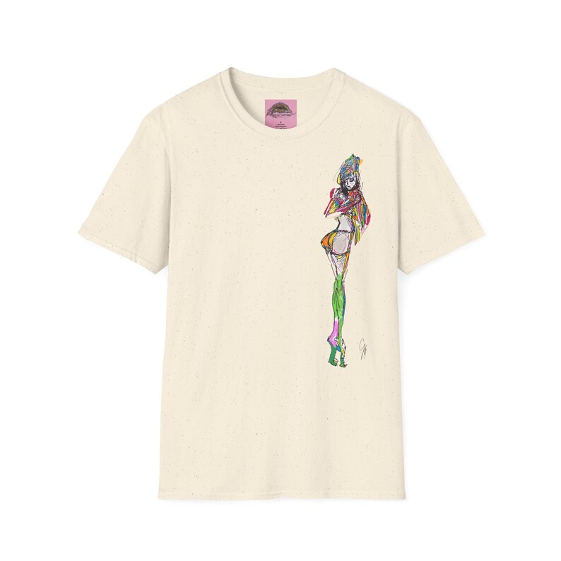 Breezy Sketch Fashion Girl T Shirt Design Unisex Soft Tee Minimalist Marker Style Playful Spring Youthful Chic image 5