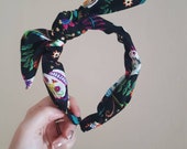Coco sugar skulls day of the dead knotty bow alice head band rockabilly summer