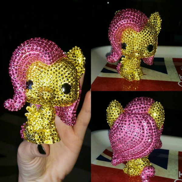 Customised My little pony fluttershy pop funko rhinestoned ooak mlp bronies brony Christmas gift