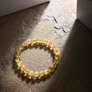 Citrine Beaded Bracelet | Natural Yellow Crystal for Abundance, Confidence & Joy | Handmade Stretch Bracelet