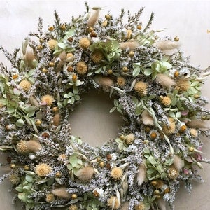 Dried FLOWER WREATH / Farmhouse Wreath, Summer Dried Flower Wreath, Spring Dried flower Wreath, Natural wreath,  Cottage, Country Wreath