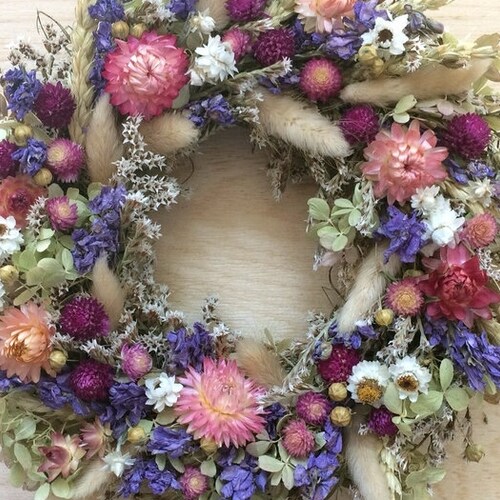 Dried Flower Wreath Yellow Orange and Green Flower Wall Etsy