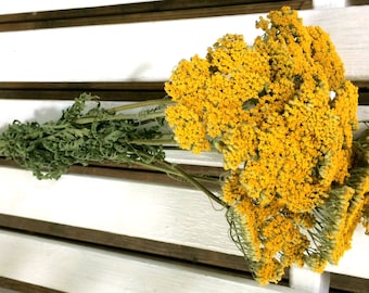 DRIED FLOWERS bunch yellow/gold YARROW Flowers Natural Fragrant Flower Bouquet Wedding Flowers Country Shabby Chic Shower Floral Supplies