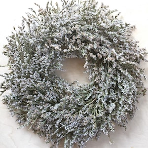 Dried Flower WREATH  small German Statice White Green Dried Flower Wreath, Rustic Wedding Dried flower Natural wreath,  Country Wreath Prim