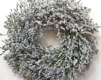 Dried Flower WREATH  small German Statice White Green Dried Flower Wreath, Rustic Wedding Dried flower Natural wreath,  Country Wreath Prim