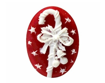 40x30mm Christmas Holiday Candle Blue White Resin Cameo Cabachon S4002