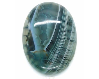 cab491B Vintage Blue Veined Acrylic Domed Cabochon Italy 40x30mm 1