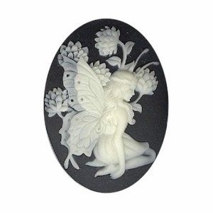 Fairy cameo Resin Cameo Black Ivory cabochon loose nymph cameo gothic lolita 40x30mm cameo jewelry supply 931q