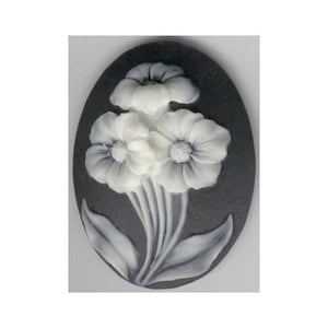 garden flowers black flower resin  cameo Black cream cabochon 40x30mm loose plastic stone diy chunky indie jewelry part craft supply  817q