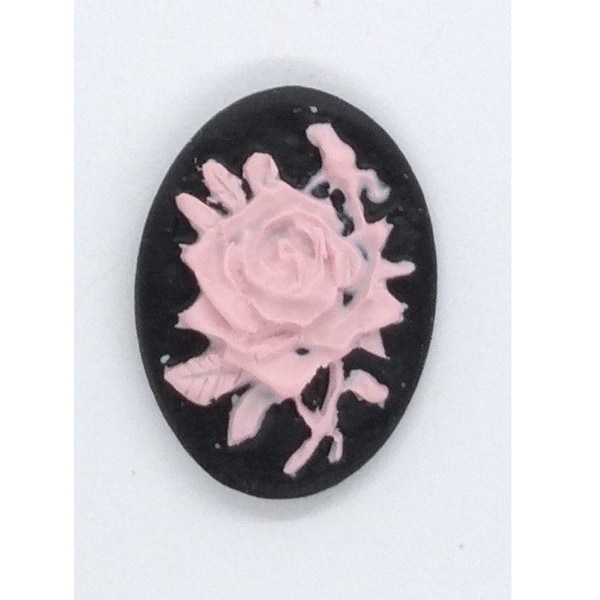 18x13mm Cameo Gothic Pink rose decoden resin cameo loose unset cabochon black rose bud  jewelry supply findings diy kawaii supplies S4102