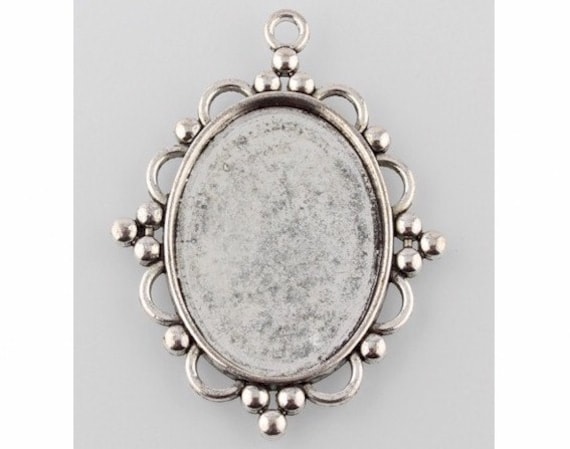 40x30mm Antique Bronze Cabochon Pendant Frame Setting with Large Bail S2225