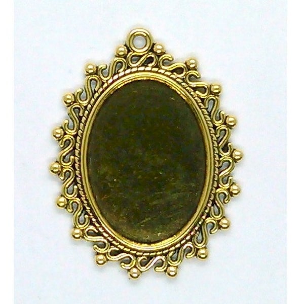 25x18mm setting Antique Gold Cameo mount Pendant Setting for Cabochons gemstones or cameos gold  Frame for 25x18 ovals S2149