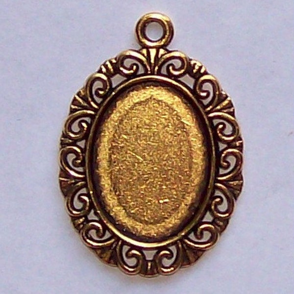 1pc 18x13 cameo setting Antique Gold cabochon frame with Ring for diy pendants or necklaces cameo cabochon setting mount or frame 576x