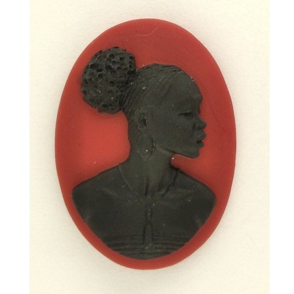 25x18mm African American Black Red Woman Resin Cameo Cabochon Red jewelry findings cameo jewelry supply S4040