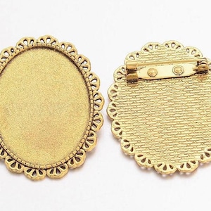 1pc. 40x30mm Antique Gold Cabochon cameo Brooch Setting or frame with Pin Back jewelry findings 768x