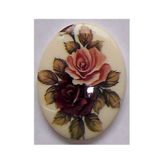 Rose Cameo 40x30mm cabochon transfer limoge style rose bouquet acrylic cabachon jewelry pink red rose diy romantic jewelry 280x