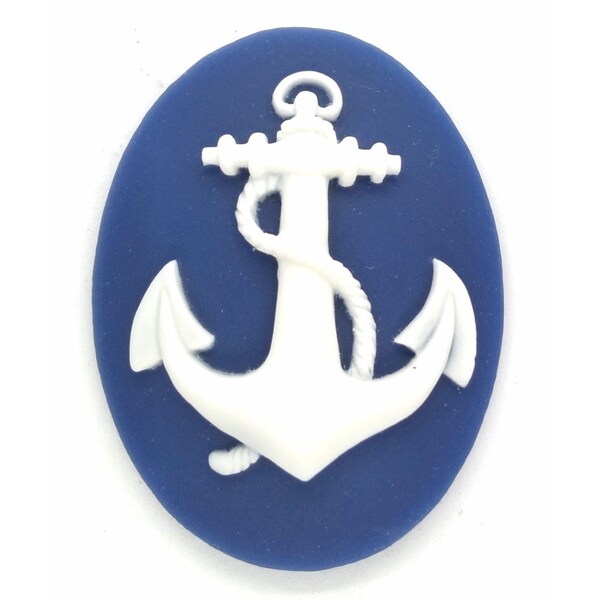 40x30mm Anchor cabochon rockabilly Resin Cameo Blue white Sailor sailing nautical Navy Marine Theme Charm for invitations & favors  901x