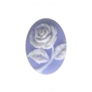 1pc 10x8mm blue and white rose flower tiny resin cameo small cameo  - We offer 100's of cameo designs -  cameo jewelry supply 679q
