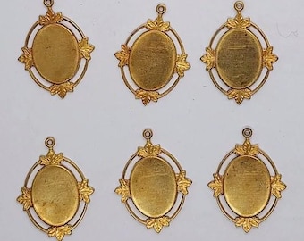 10pcs. Close Out Lot of  14x10mm Raw Brass Cameo Cabochon Setting with Ring L670