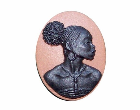 African American Black Woman Resin 25x18 Cameo Brown and Ivory 999x