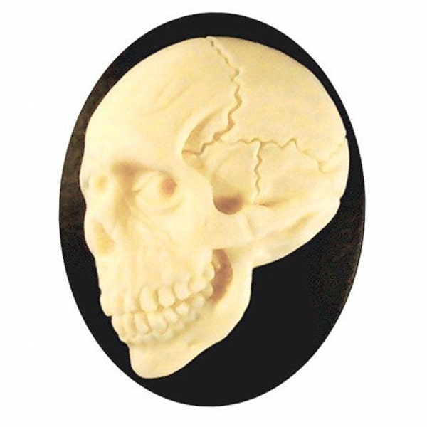 40x30mm steampunk human Skull LARP supply Black off white Resin bone Cameo Halloween jewelry skeleton cabochon gothic jewelry  908x