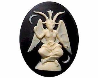 Baphomet cameo 40x30mm cabochon occult embellishment creepy horror gothic halloween supply black cabachon for pagan wicca witchcraft 933x