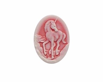 diy unicorn ornament 25x18mm orange Cameo carnelian resin cabochon 25x18mm fantasy horse jewelry supply magical embellishment or bauble 311x