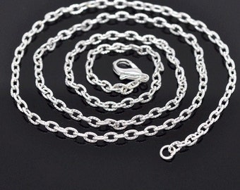 1 pc of 20 inch  Silver chain Textured Cable Chain Necklace chain pendant chain locket chain 4x2.5mm Length 20 inches jewelry finding 500x