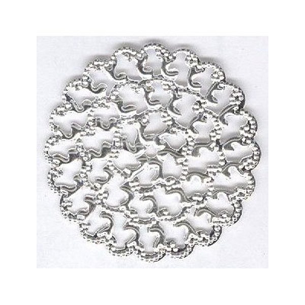 10pc Silver 36mm filigree round stamping light weight use as a base for cameos cabs or jump ring beads along the edges jewelry finding  998q