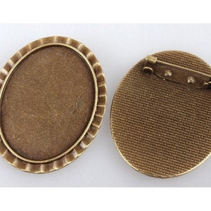 40x30mm Antique Bronze Cameo Cabochon Brooch Setting with Pin Back S2229