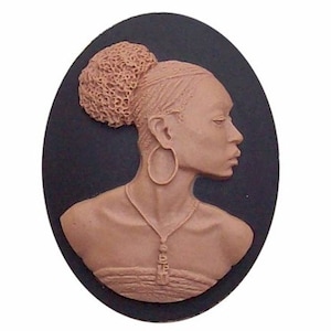 1pc 40x30 Ethnic Cameo African American Cameo 40x30mm cabochon Black and Brown Resin Cameo Jewelry Finding melanin black power  646x