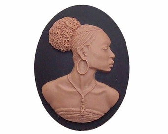 1pc 40x30 Ethnic Cameo African American Cameo 40x30mm cabochon Black and Brown Resin Cameo Jewelry Finding melanin black power  646x