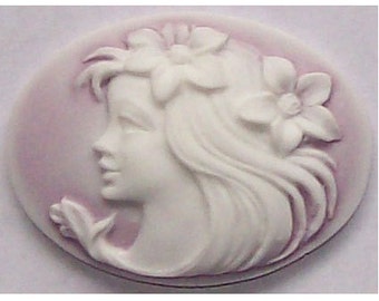 40x30 resin cameo Lilac purple Lady with Flowers Cameo 40x30mm cabochon art nouveau jewelry supply horizontal cameo loose unset cab 254x