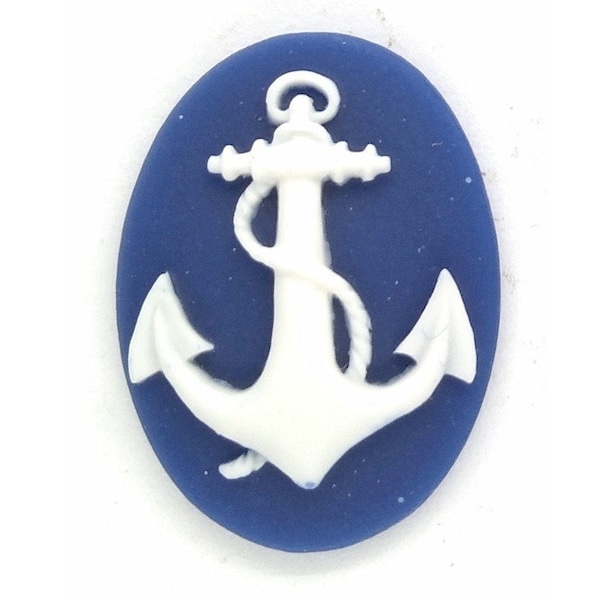 25x18mm Anchor cabochon rockabilly Resin Cameo Blue white Sailor sailing nautical Navy Marine Theme Charm for invitations & favors  902x