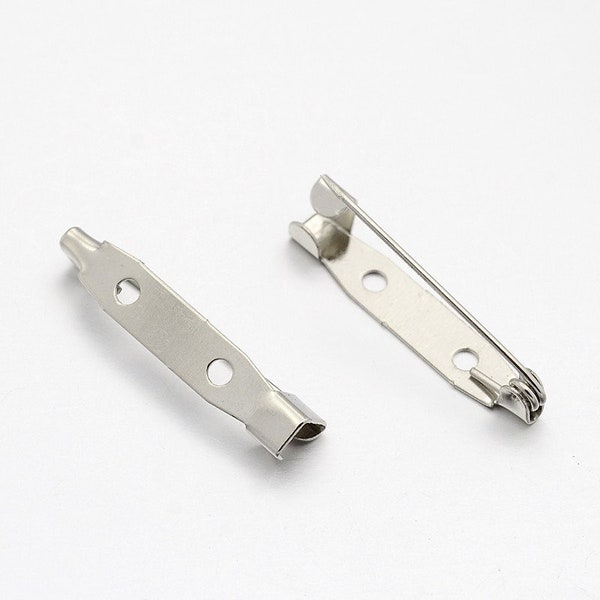 12pcs Pack of Silver 1 inch easy lock bar pin brooch pin back jewelry finding glueable 380q