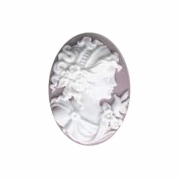 25x18mm victorian revival greek or roman style Resin cameo of a woman with a bird light lilac purple color feminine jewelry finding 370q