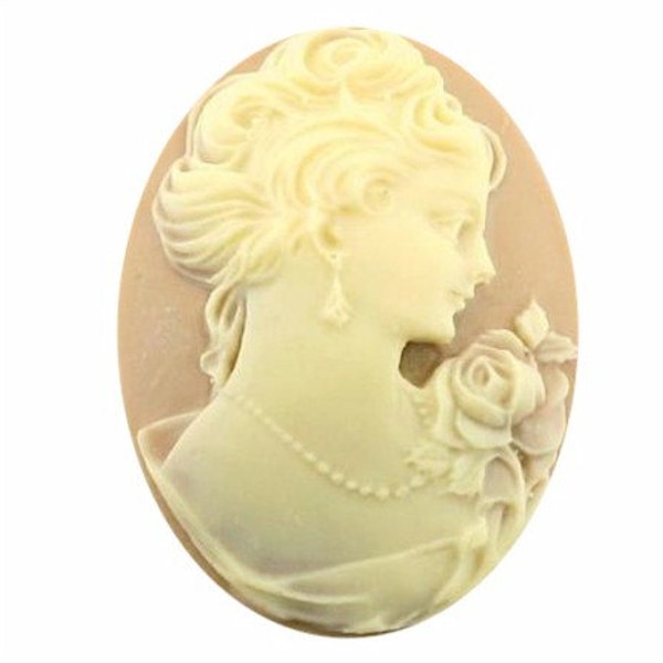 40x30mm Tan and cream Woman with Short Hair Resin Cameo 850x cabochon resin cameo victorian style