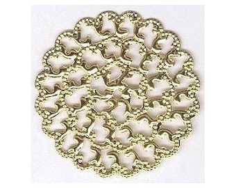 10pcs Gold 36mm filigree Gold plated round stamping jewelry finding very light weight and easy to manipulate  999q
