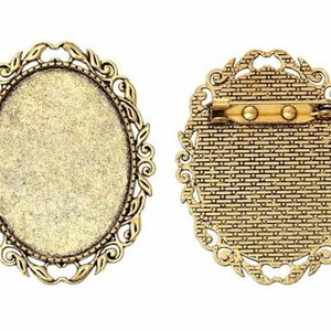 40x30mm Gold Brooch Setting frame or mount Cameo Setting with Pin jewelry findings 760x