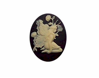 1pc 25x18 fairy cameo nymph cameo resin cameo  Black cameo Fairy cabochon 25x18mm loose unset stone fantasy embellishment or bauble 268x